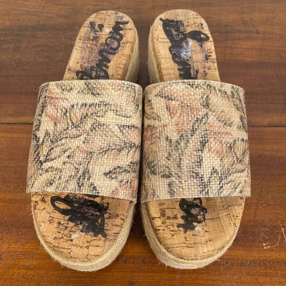 NEW Sam Edelman Women's Weslee Espadrilles Platform Sandals Cork Brown Sz 7.5